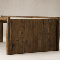Fairview Coffee Table featuring weathered oak with a rustic textured finish.