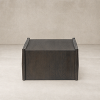 Fairview Coffee Table in smoked black resawn oak with a sleek, minimalist design.