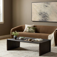 Fairview Coffee Table in Smoked Black Resawn Oak, featuring a sleek design and sturdy legs.