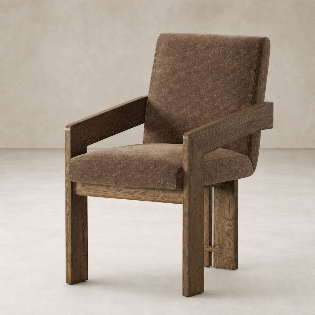 Altair Mushroom dining armchair with sturdy wooden frame and upholstered seat.