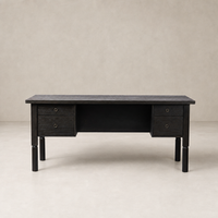 Charcoal Oak Uma Desk with two drawers and sleek, modern design.
