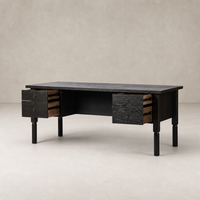 Charcoal Oak Uma Desk with a sleek top and stylish drawer design.