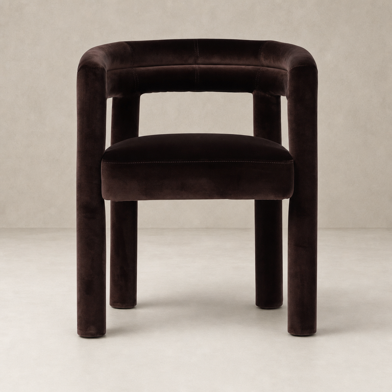 Tivoli Dining Chair in Surrey Cocoa with curved back and plush upholstery.