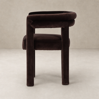 Tivoli Dining Chair in Surrey Cocoa with rounded back and plush upholstery.