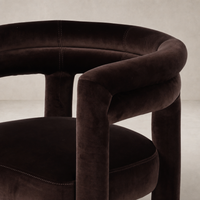 Tivoli Dining Chair in Surrey Cocoa with plush velvet upholstery and curved design.