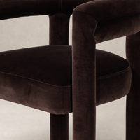 Tivoli Dining Chair in Surrey Cocoa featuring soft velvet upholstery and rounded edges.