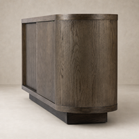 Eleni Sideboard in weathered dark oak with rounded edges and a smooth finish.