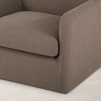 Brussels Mushroom slipcover dining chair with soft, textured upholstery and contemporary shape.