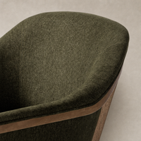 Preston Dining Chair in Sutton Olive with a textured, cozy fabric finish and wood detailing.