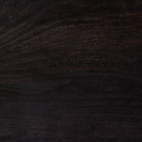 Close-up of Koa Desk in worn black acacia, showcasing its rich texture and deep finish.