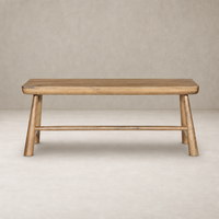 Koa Desk in caramel rubberwood features a sleek, minimalist design with sturdy legs.