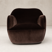 Poppy Swivel Chair in Surrey Cocoa features a plush, rounded design with soft upholstery.