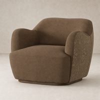 Poppy Swivel Chair in Fallingbrook Cafe with soft curves and textured finish.