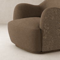 Poppy Swivel Chair in Fallingbrook Cafe with textured fabric and curved design.