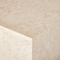 Close-up of the Ashland Outdoor Rectangular Coffee Table in outdoor cream marble finish.