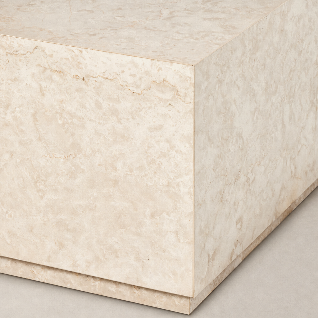 Textured outdoor cream marble corner of Ashland Outdoor Rectangular Coffee Table.