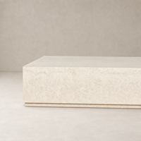Ashland Outdoor Rectangular Coffee Table in outdoor cream marble with a sleek, modern design.