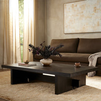 Close-up of the Arles Coffee Table showcasing its sleek black finish and minimalist design.