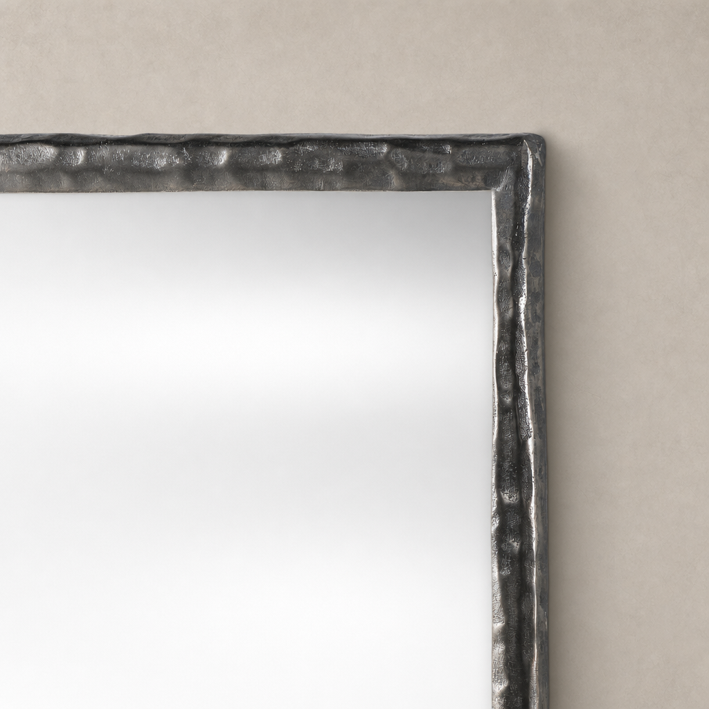 Bexley Wall Mirror featuring a textured smoked nickel frame with a modern finish.