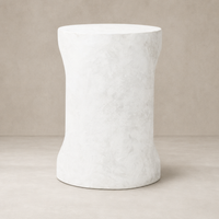 Atlas End Table featuring a sleek, modern shape in smooth, white finish.