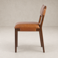 Nori Dining Chair in Sonoma Chestnut featuring a sleek design and padded leather seat.