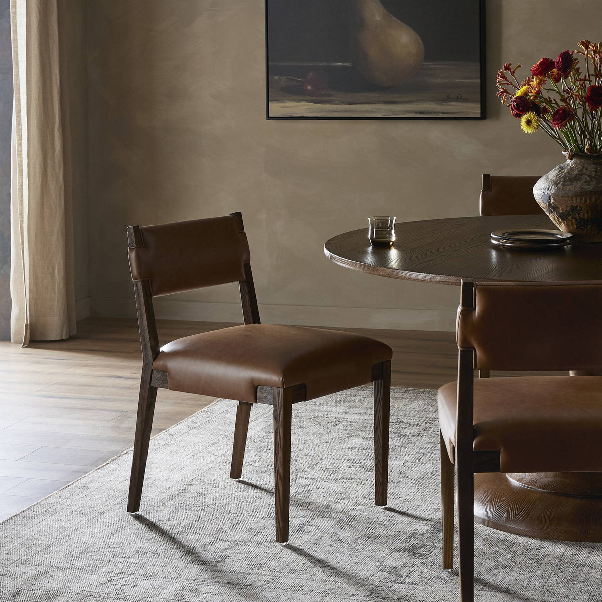 Nori Dining Chair in Sonoma Chestnut with sleek design and plush seating.
