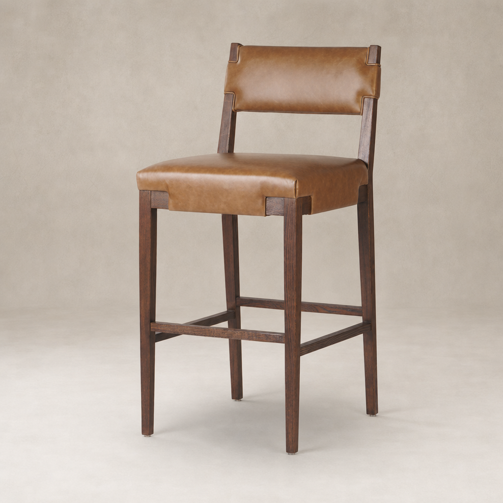 Bex Bar + Counter Stool in Sonoma Chestnut, featuring a sleek design and comfortable leather seat.