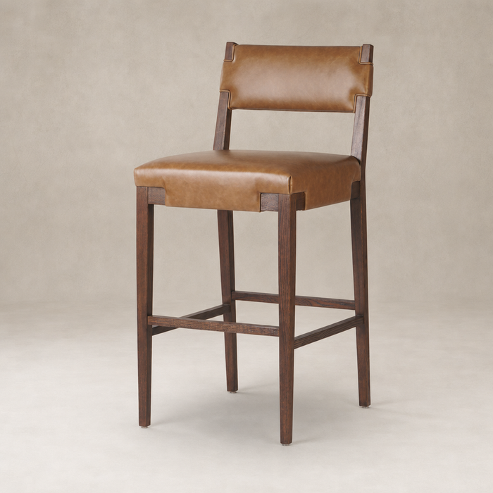 Bex Bar + Counter Stool in Sonoma Chestnut, featuring a sleek design and comfortable leather seat.