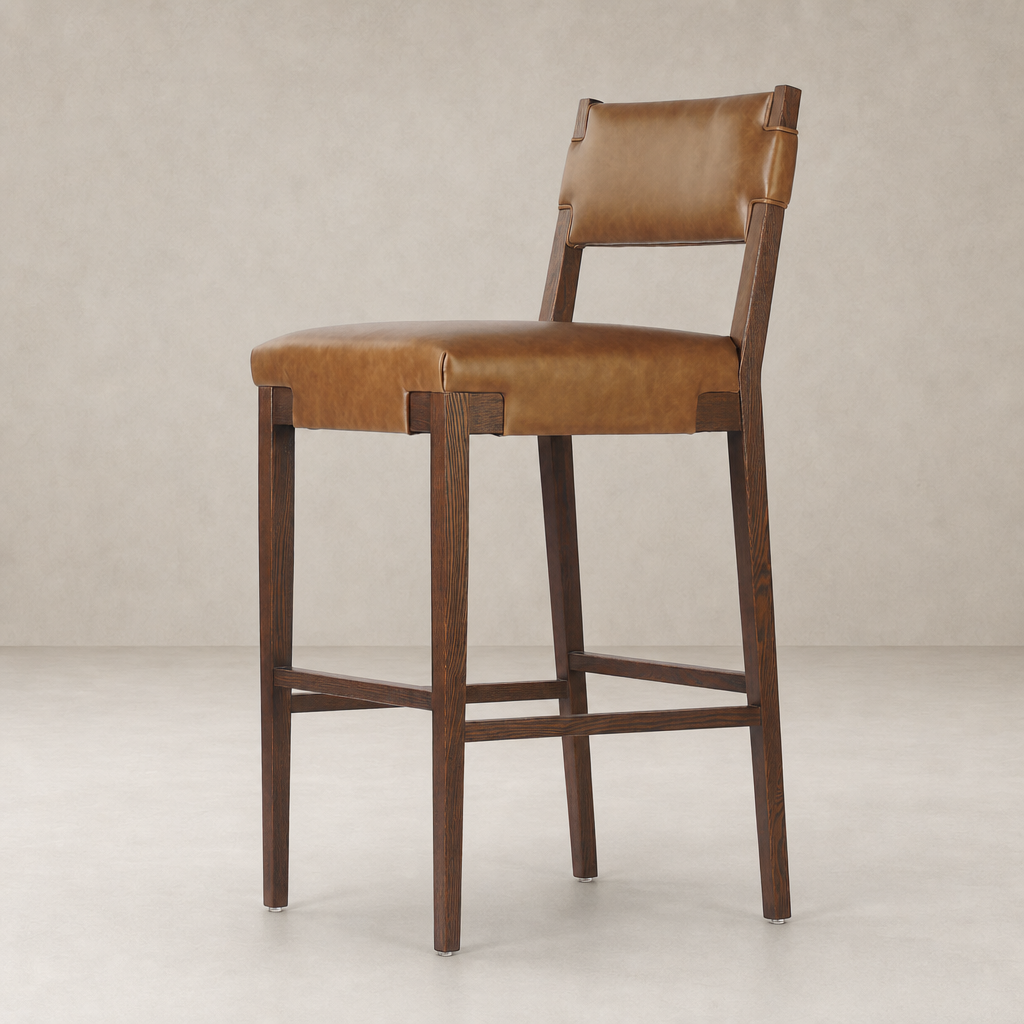 Bex Bar + Counter Stool in Sonoma Chestnut with sleek design and comfortable leather seat.