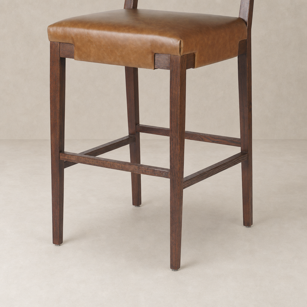 Bex Bar + Counter Stool in Sonoma Chestnut featuring a sleek design and padded seat.