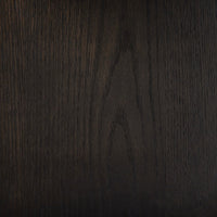 Espresso oak finish of the Lazuli Bookcase showcasing its rich wood texture.