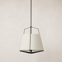 Matte black pendant light with a geometric shade and modern design.