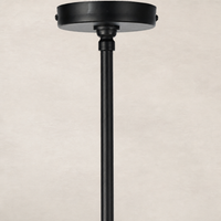 Matte black pendant light with a sleek, modern design and adjustable height.
