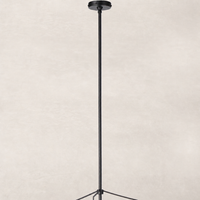 Matte black pendant light with a sleek, minimalist design and slender pole.