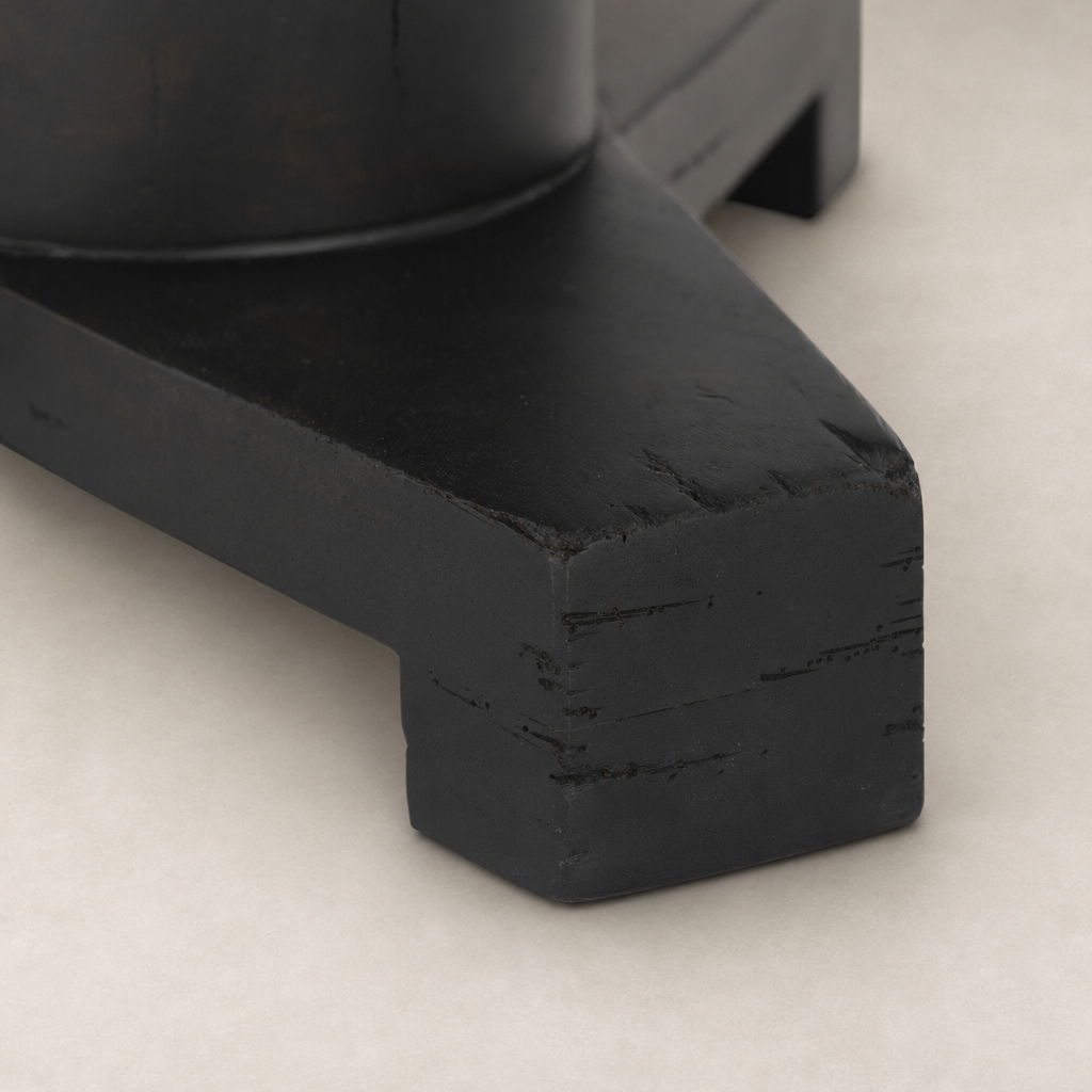 Close-up of the Neri End Table showcasing its black wood finish and sturdy base.