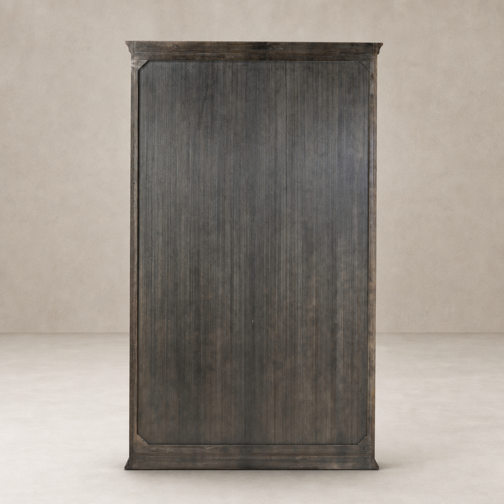 Lima Cabinet in smoked black oak featuring vertical panel detailing and a sleek finish.