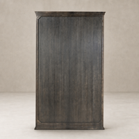 Lima Cabinet in smoked black oak featuring vertical panel detailing and a sleek finish.