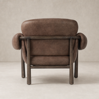 Bingham Chair in Palermo Cigar featuring a rounded back and wood frame.