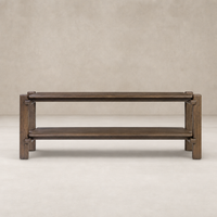 Maeve Console Table in grey reclaimed French oak with two spacious shelves and sturdy design.