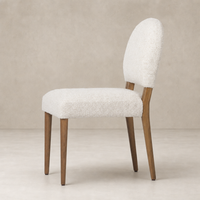 Marfa Dining Chair in Somerton Ash with soft, textured upholstery and sleek wood legs.