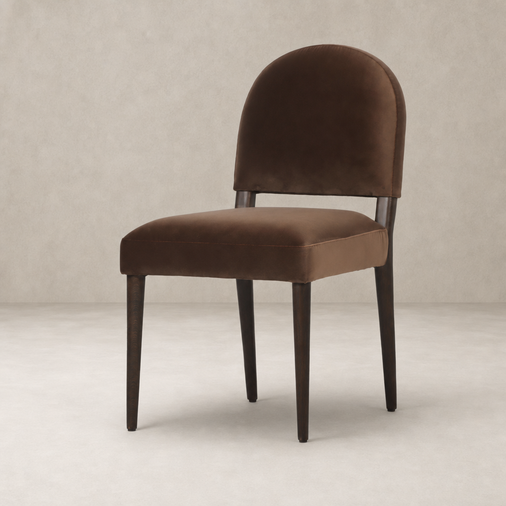 Marfa Dining Chair in Sapphire Coco with soft velvet upholstery and sleek legs.