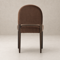 Marfa Dining Chair in Sapphire Coco with a rounded back and rich velvety texture.