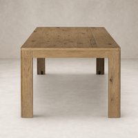 Stratton Extension Dining Table in Resawn Worn Oak with a sleek, modern design.