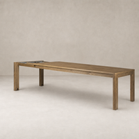 Stratton Extension Dining Table in resawn worn oak with a sleek, modern design.