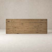 Stratton Extension Dining Table in resawn worn oak, showcasing a spacious, rustic design.