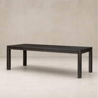 Stratton Extension Dining Table in cracked smoked black with a sleek, minimalist design.