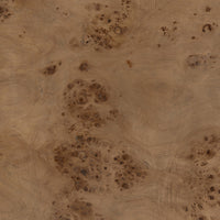 Caramel burl texture of the Calla Coffee Table showcasing intricate wood grain details.