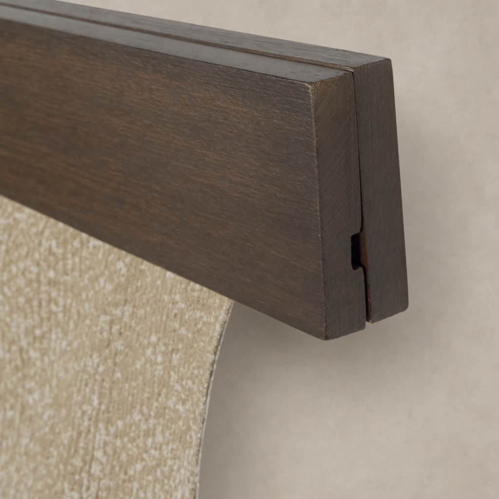 Close-up of Highland Haze by Aileen Fitzgerald showcasing a Hillside Haze wood finish detail.