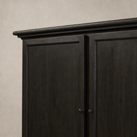 Lagos Cabinet in Smoked Black featuring clean lines and classic panel doors.