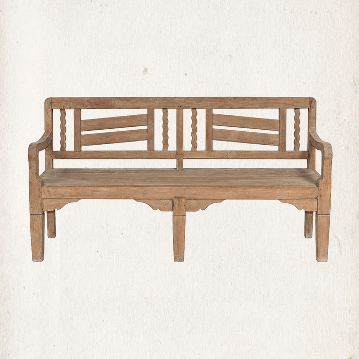 Josephine Vintage Slatted Teak Bench